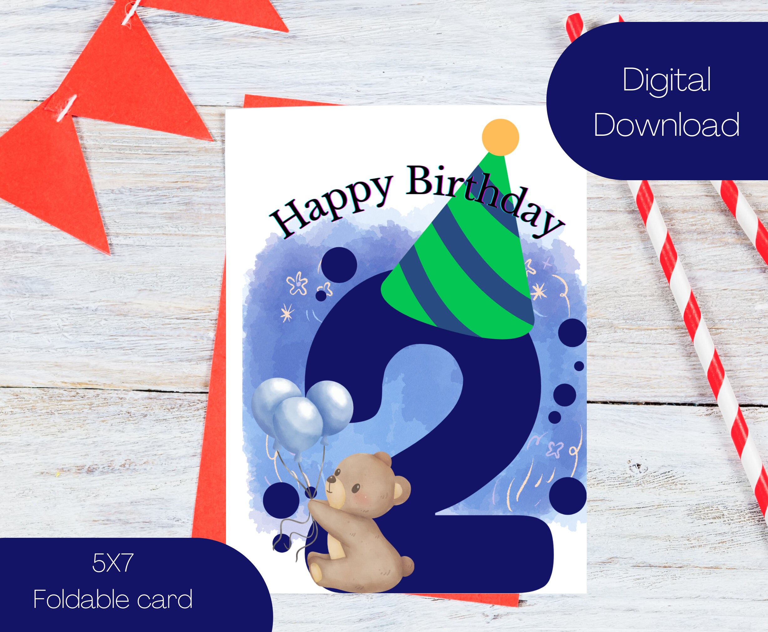 2nd Birthday Card Boy Baby Birthday Boy Happy 2nd Birthday Baby ...