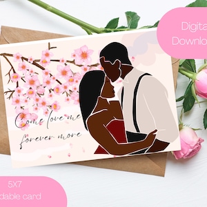 Cartão dos pares do afro-americano de <br> Entrega Rápida? Cartões de amor pretos para impressão | Melanina Cartões | Amor preto cartão comemorativo | Novos cartões de relacionamento