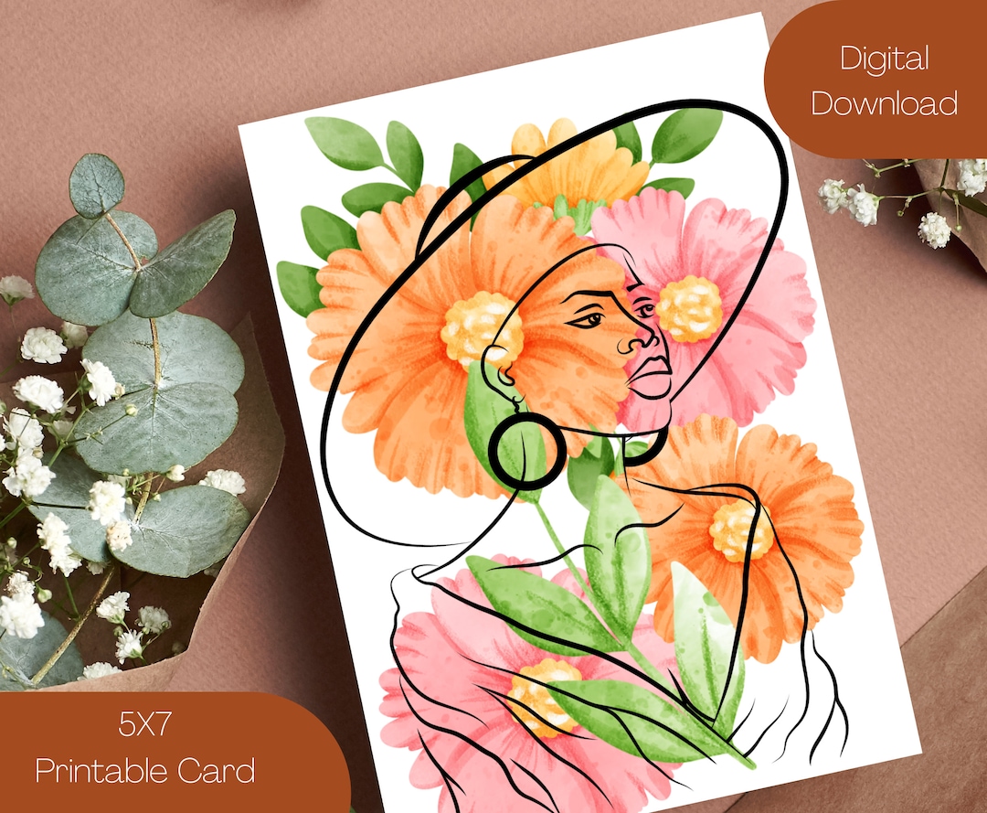 Floral African American Mother's Day Card | Printable Flower Art ...