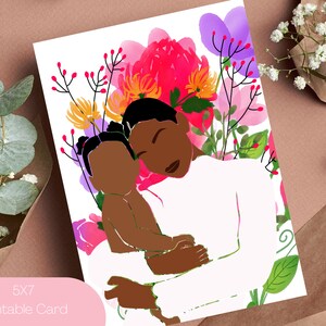 Nueva tarjeta de madre para madres negras / Tarjeta de madre afroamericana para nueva mamá / Tarjeta de felicitación imprimible del Día de la Madre Negra