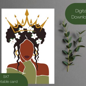 Black Girl Queen Card | Black Printable Card | African American Greeting Card | Black Greeting Card | Melanin Card | Black Is Beautiful Card