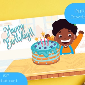 Black Birthday Boy Card | Printable Birthday Card | African American Greeting Card
