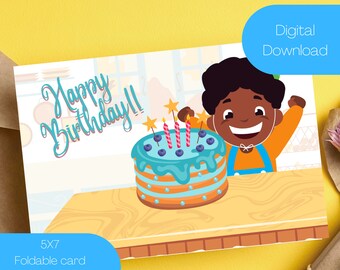 Black Birthday Boy Card | Printable Birthday Card | African American Greeting Card
