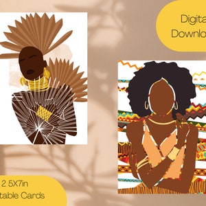 African Women Cards for Mom | Black Women Printable Cards | African American Greeting Cards | Printable Black Cards for Her | Black Friend
