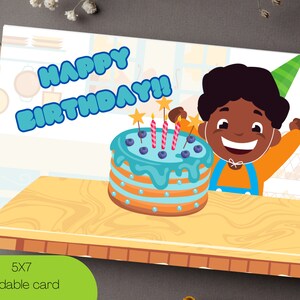 Tarjeta de cumpleaños afroamericana para niño / tarjeta de cumpleaños infantil imprimible / tarjeta de cumpleaños afro / tarjeta de cumpleaños del niño melanina / cumpleaños negro