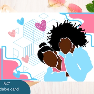 Transgendered Valentine&#39;s Day Card | Black Trans Love Card | Melanin Trans Flag Greeting Card | LGBTQ+ Love Card | African American Card