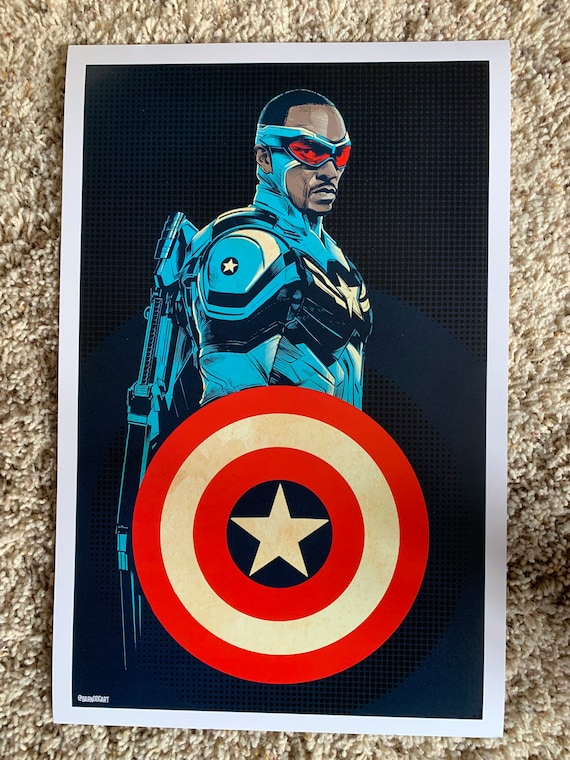 Captain America Sam Wilson (Anthony Mackie) illustration 11x17 on card  stock the Falcon and the Winter soldier Avengers