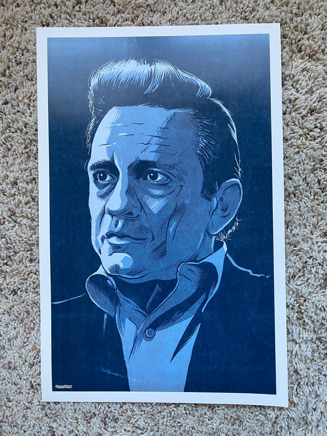 Johnny Cash Man in Black Prison Blues Art Print 11x17 Illustration ...