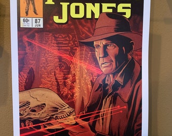 11x17 Cr Alien VS predator VS Indy crossover Vintage Marvel Further Adventures of Indiana Jones comic cover style art tributE