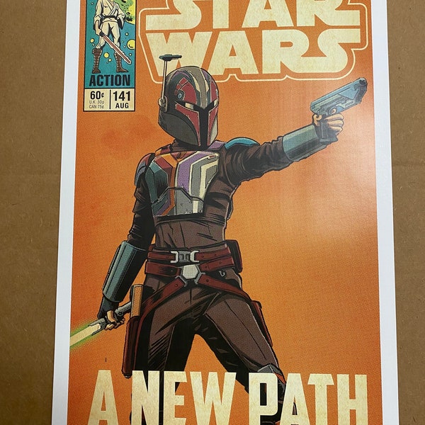 11x17 Star Wars Ahsoka/Rebels Series Sabine Wren   A New Path (Jedi)VINTAGE comic cover style art tribute