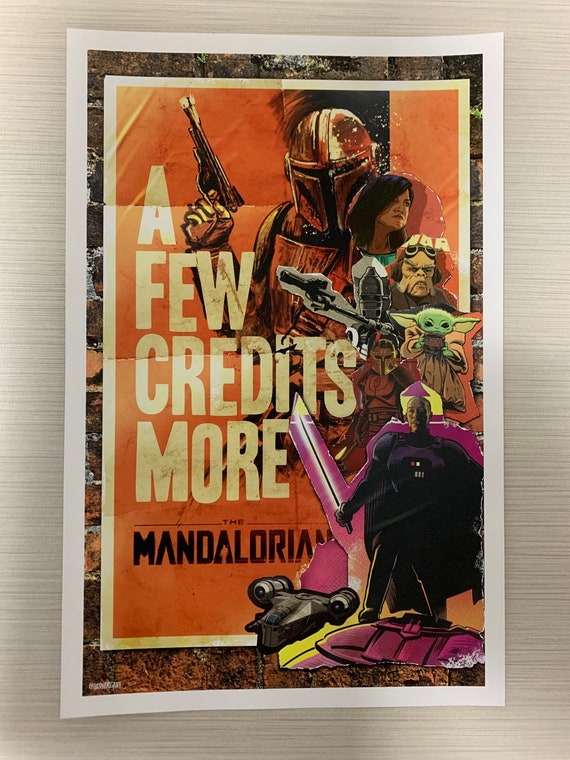SW Mandalorian art print 11x17 illustration collage-style printed out on high quality card stock. Rich vibrant colors. Please see pics