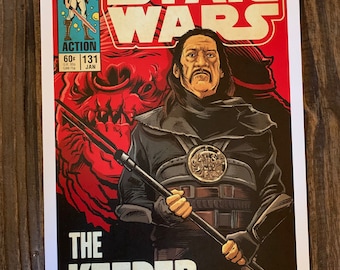 11x17 Star Wars Mandalorian Danny Trejo  “rancor keeper” Book of Boba Fett  VINTAGE comic cover style art tribute