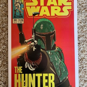 11x17 Star Wars Mandalorian Boba Fett  the Hunter! VINTAGE comic cover style art tribute