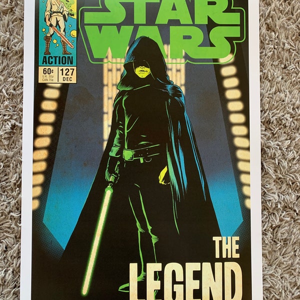 11x17 Star Wars Mandalorian Luke Skywalker v1  the legend! VINTAGE comic cover style art tribute