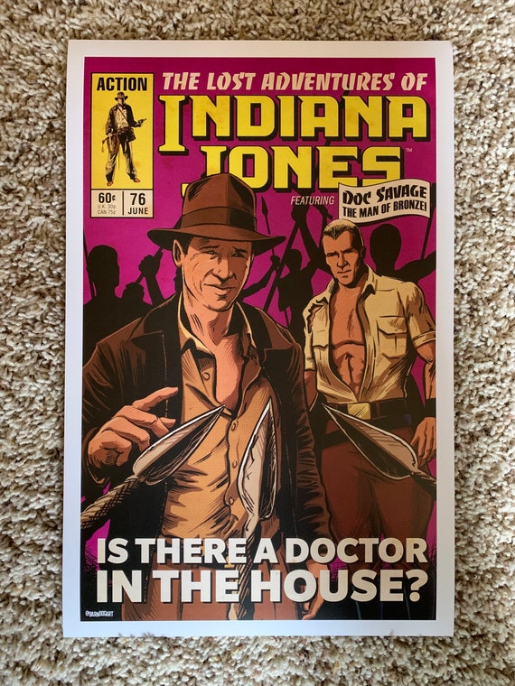 Vintage Indiana Jones Comic Cover Art Tribute Featuring Doc Savage