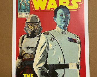 11x17 Star Wars Ahsoka/Rebels Series Grand Admiral Thrawn & Captain Antioch Warlord Empire VINTAGE comic cover style art tribute