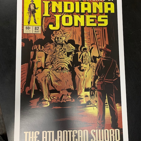 11x17 Conan the barbarian Atlantian sword crossover Vintage Marvel Further Adventures of Indiana Jones comic cover style art tribute