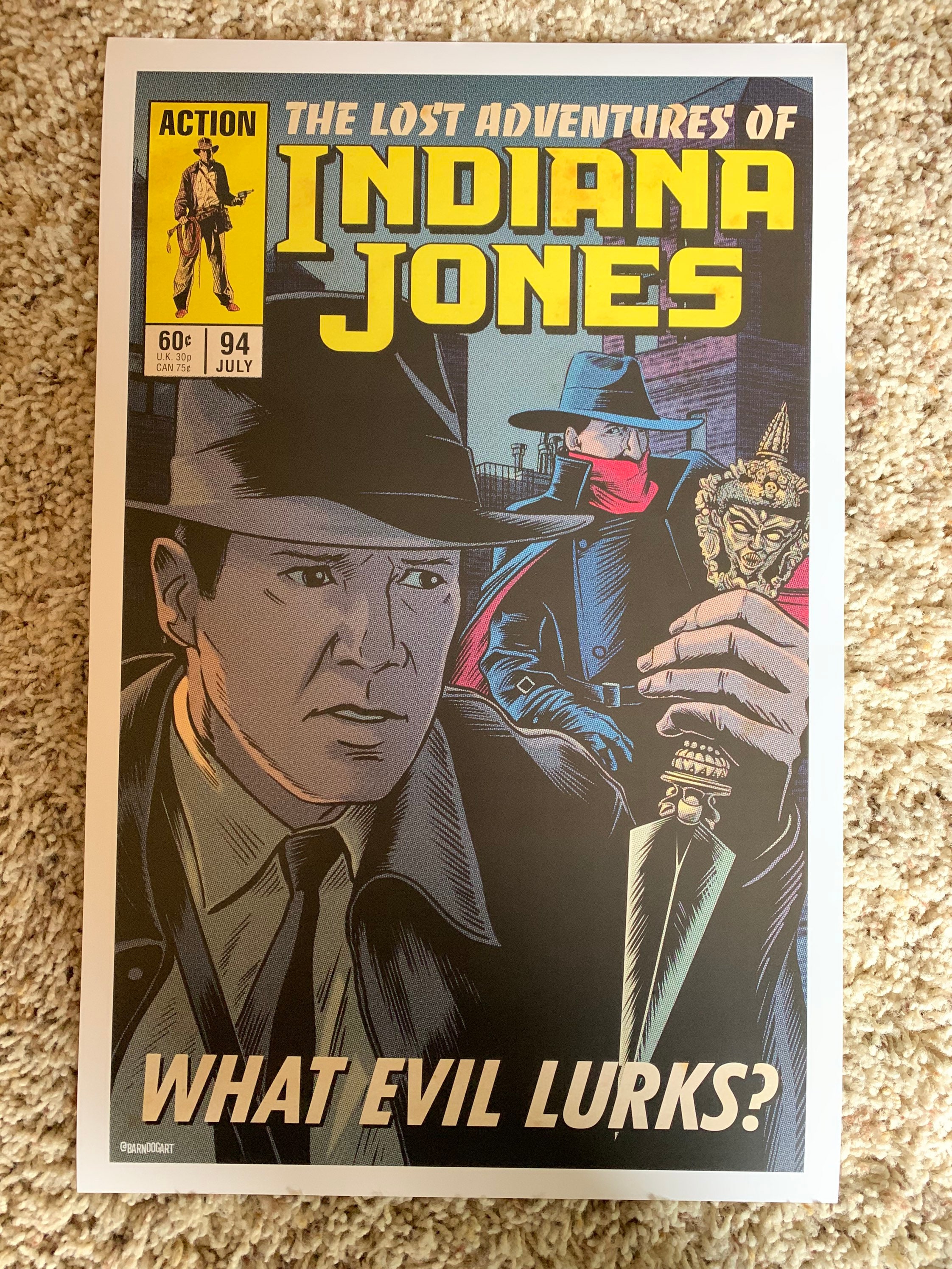 Vintage Indiana Jones Comic Cover Art Tribute Featuring the Shadow