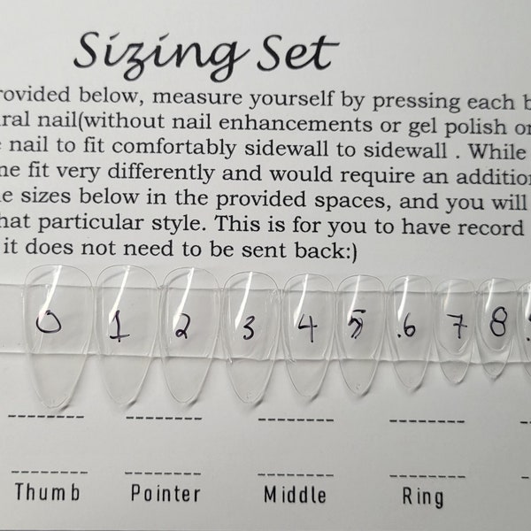 Nail sizing set