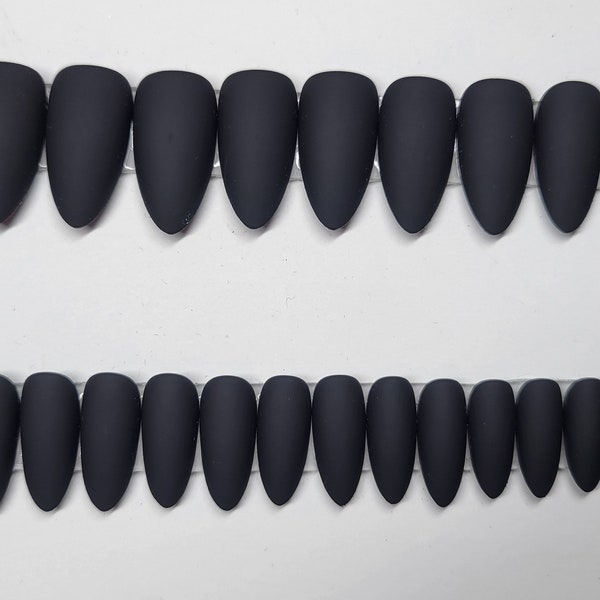 30 pc READY TO SHIP black velvet matte press on nails