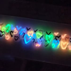 Hand painted glow in the dark graffiti hearts custom gel press on nails