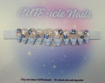 Blueberry French Plaid press on nails