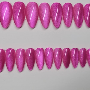 24 pc READY TO SHIP pink almond cat eye press on nails