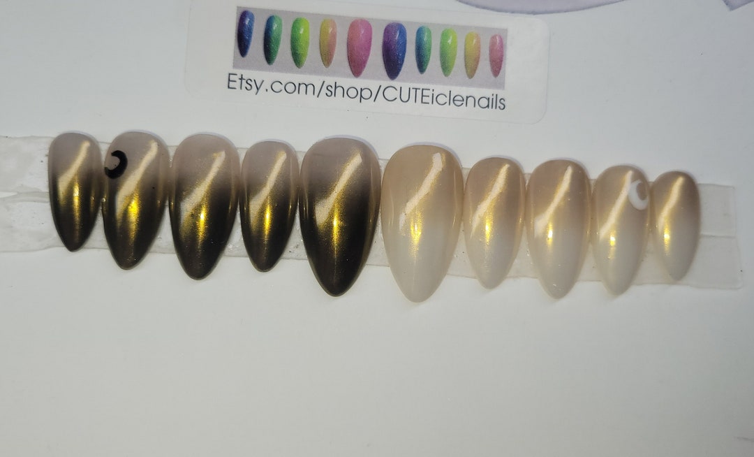 Selena Gomez Inspired Black and White Ombre Glazed Donut Custom Gel Press on Nails Etsy