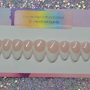 Classic pink and white french custom gel press on nails