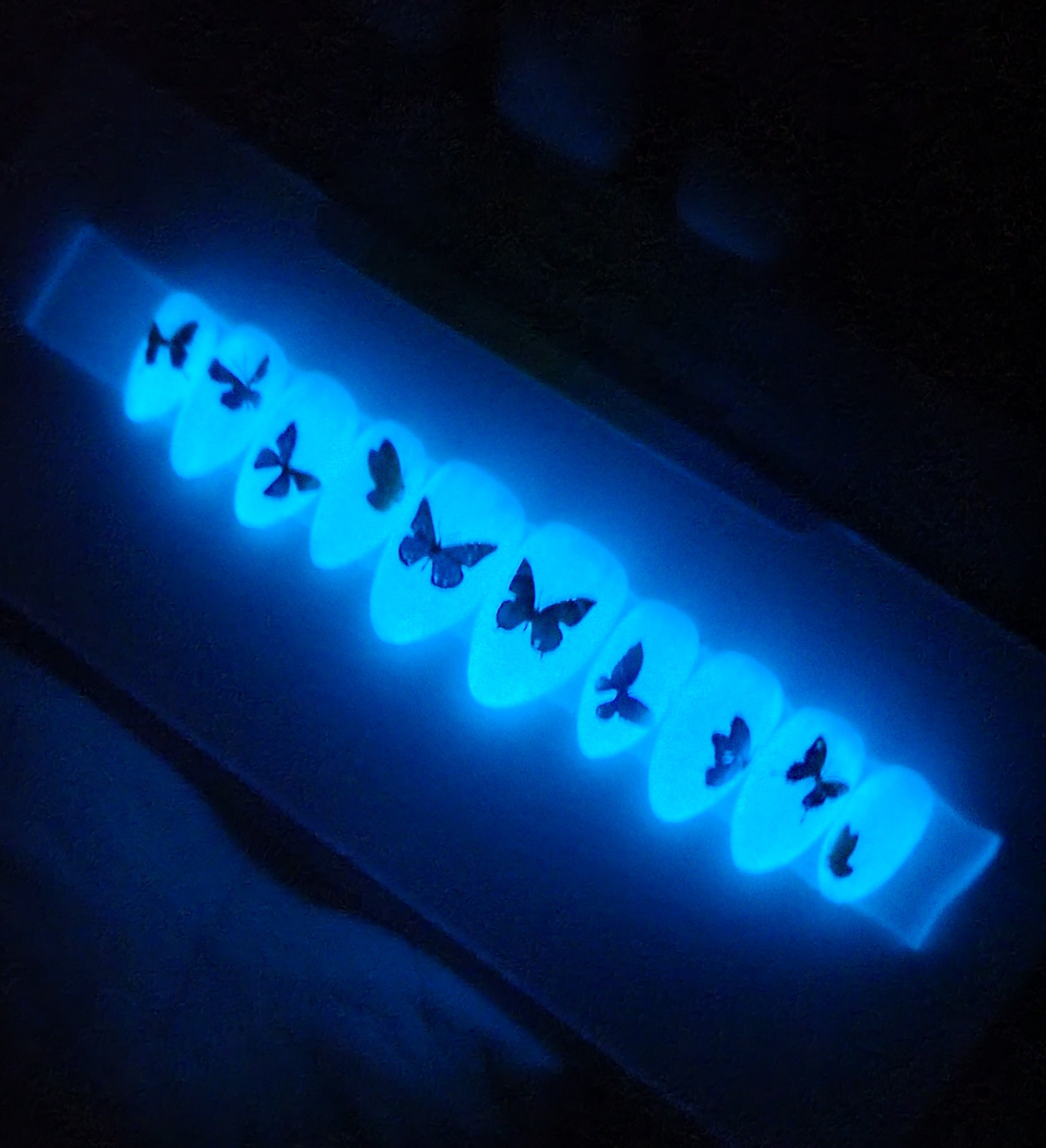 Glow in the dark minimalist butterfly custom gel press on nails