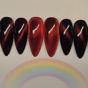 Handpainted Red/ black velvet nails