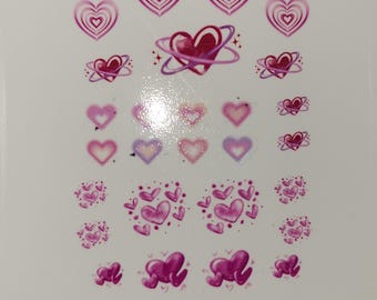 90's airbrush hearts waterslide nail decal