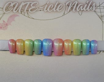Pastel Ombre shimmer top-4 custom press on nails