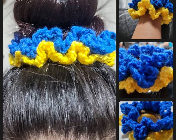 Stand with UKRAINE Hand Crocheted Scrunchies set of 2