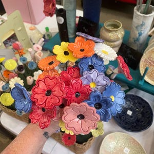 Ceramic Flowers - Handmade Pottery for home or garden