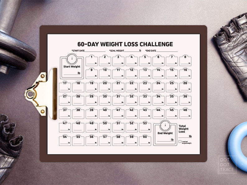 60 Day Weight Loss Challenge 60 Day Weight Loss Tracker Monthly Weight