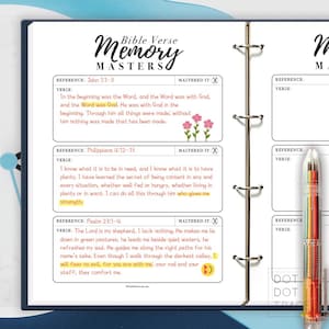 Druckbare Bibel Vers Memory Masters Scripture Tracker für die Bibel Auswendiglernen Christliche Planer Vorlage GoodNotes Bibel Vers Memory Chart