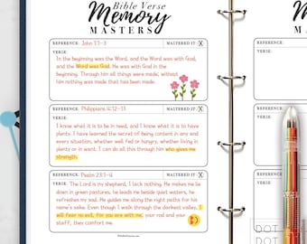 Bible Verse Memory Masters Tracker: Christian Planner Template (PDF)
