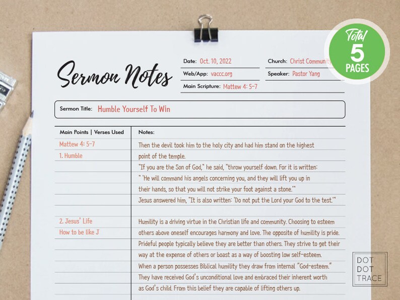 Printable Sermon Notes Template: Christian Planner (PDF Letter) image 4