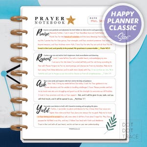 Printable Prayer Notebook Lined Ver [Happy Planner Classic] Guided Prayer Journal Daily Devotional Notebook GoodNotes Daily Prayer Journal