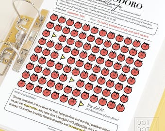 Pomodoro Challenge Tracker: Focus & Productivity Planner (Printable PDF)