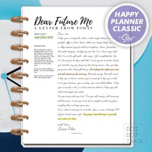 Printable Dear Future Me Letter [Happy Planner Classic] Future Self Letter Page Self-Reflection Journal Printable Guided Time Capsule PDF