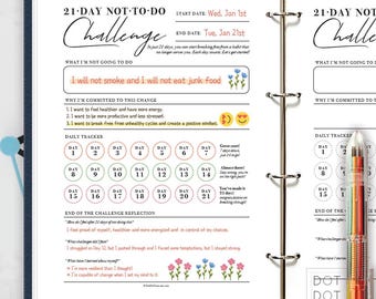 21 Tage 'Not To Do' Challenge zum Ausdrucken: Habit Breaker (PDF)