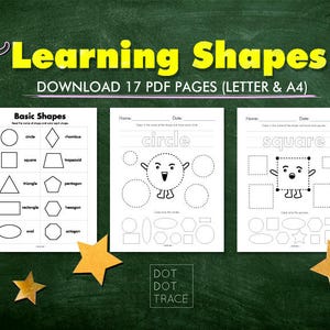 Printable Learning Shapes Kids Activity Book Shape Worksheets Shape Coloring Kids Drawing Shapes Shape Activities Homeschool Kids Geometry