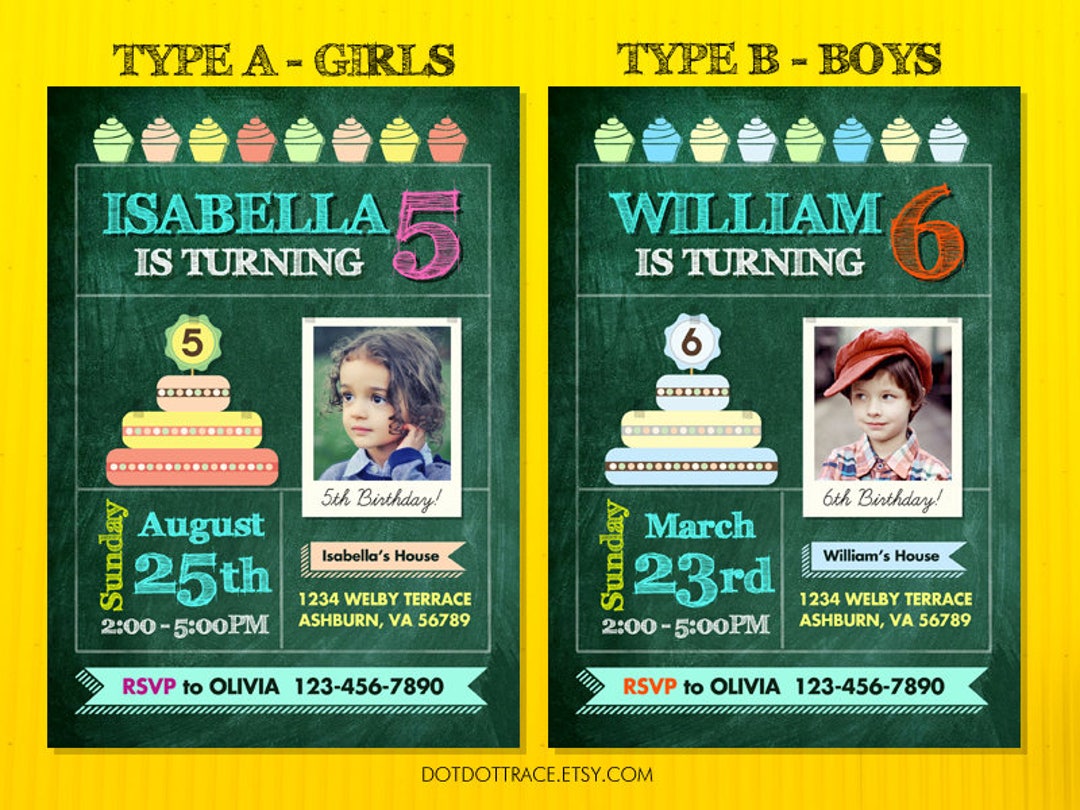 Printable Custom Birthday Invitation With Picture Digital Birthday Invitation for Girls Digital