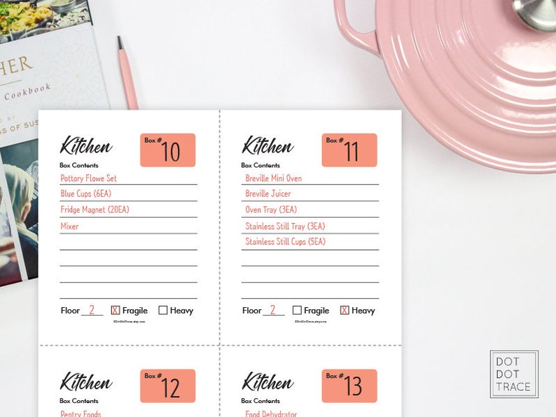 Printable Box Inventory Label Moving Box List Storage Tracker Etsy