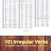 Printable 101 Irregular Verbs Printable Irregular Verb List for English ...