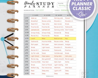 ADHD Hourly Study Planner: 15-Min Blocks, Happy Planner Classic (PDF)