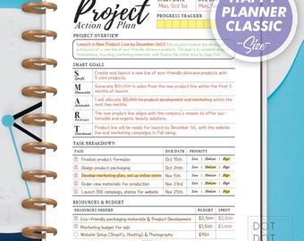 Project Action Plan Template: Happy Planner Classic (Digital Download)