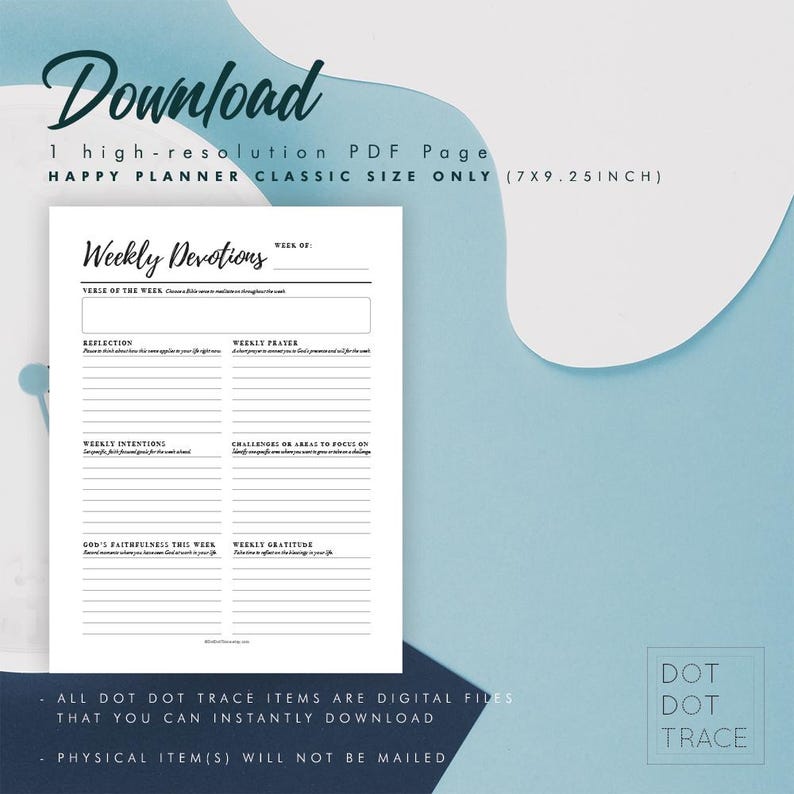 Weekly Devotional Example Weekly Devotions Printable: Classic Happy Planner Size (PDF) - Etsy
